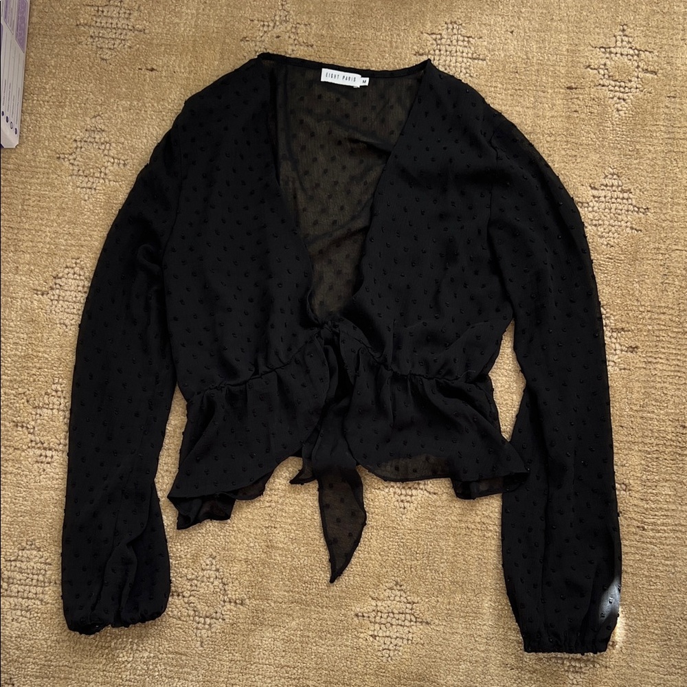 Eight Paris Black Polka Dot Sheer Blouse
